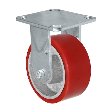 Casterhq MEDIUM DUTY 5"X 2" RED POLYURETHANE ON IRON WHEEL, RIGID CASTER 1,100 MD5X2PIRV